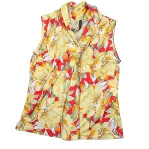 NWT Tiffany & Grey Sleeveless Floral Top, Size XL Petite Dopamine‎ Feminine